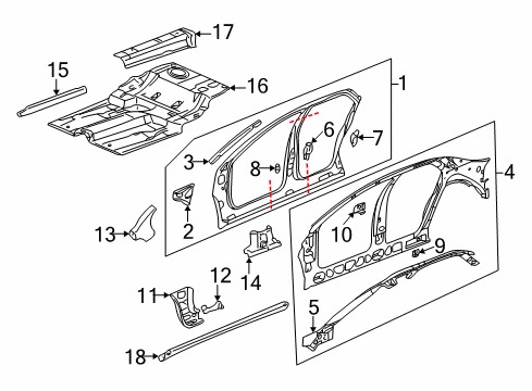 2000 Cadillac Seville Body Side Panel & Frame, Pillar, Body Diagram