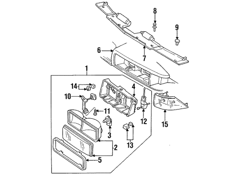 1989 Buick Regal Headlight Assembly Diagram for 16509390