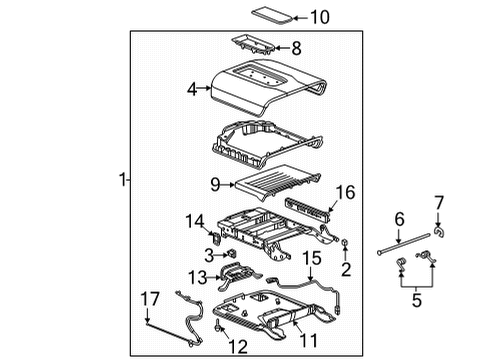 2022 GMC Yukon Armrest Assembly, F/Flr Cnsl *Maple Sugar Diagram for 84942967