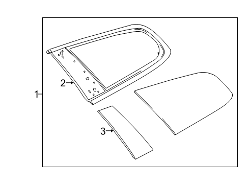 2009 Buick Enclave Quarter Panel - Glass & Hardware Diagram