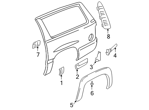 2004 Chevy Suburban 1500 Plate Assembly, Body Side Name Diagram for 15768781