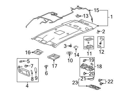 2009 Saturn Outlook Panel, Headlining Trim *Light Ttnum Diagram for 25904295