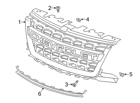 2022 Chevy Colorado Grille & Components Diagram