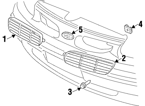 1997 Oldsmobile Cutlass Grille & Components Diagram