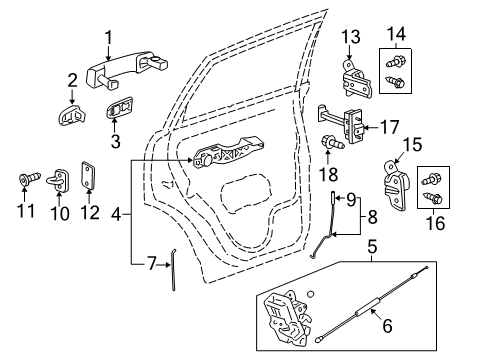 2012 Chevy Captiva Sport Knob Assembly, Rear Side Door Locking Rod Diagram for 96660966