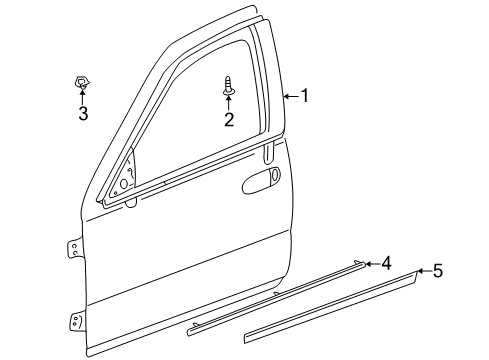 2003 Cadillac Seville Exterior Trim - Front Door Diagram