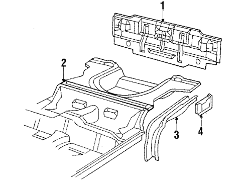 1988 Cadillac Cimarron Rear Body Panel, Floor & Rails Diagram