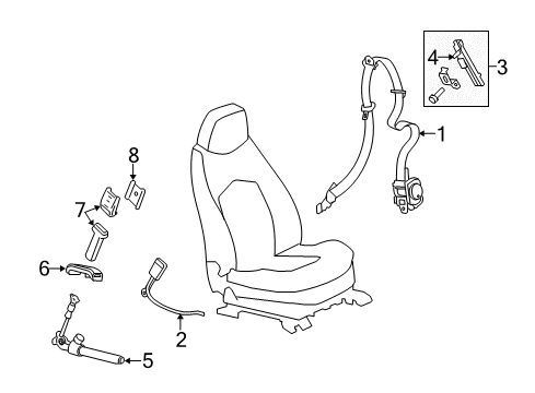 2012 Cadillac CTS Front Seat Belts Diagram 3 - Thumbnail