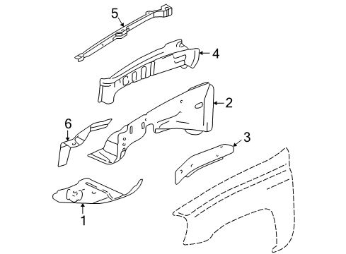 2002 GMC Envoy XL Panel,Front Wheelhouse Rear Diagram for 88980370