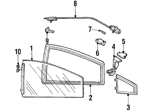 1987 Chevy Cavalier Quarter Panel - Glass & Hardware Diagram 3 - Thumbnail