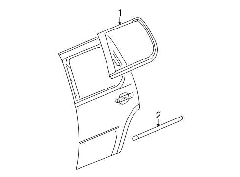 2009 Cadillac Escalade Exterior Trim - Rear Door Diagram 2 - Thumbnail