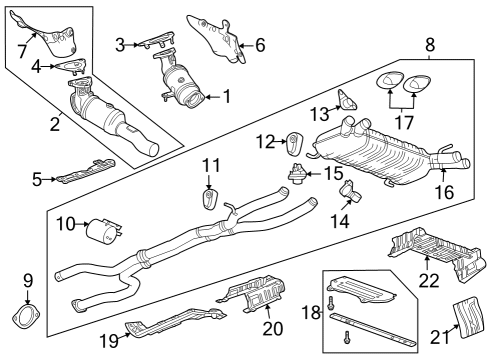 2022 Cadillac CT5 Muffler Assembly, Exh (W/ Exh Pipe) Diagram for 85120352