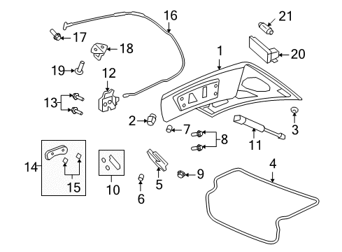 2009 Pontiac G8 Cable,Rear Compartment Lid Latch Release Diagram for 92206016