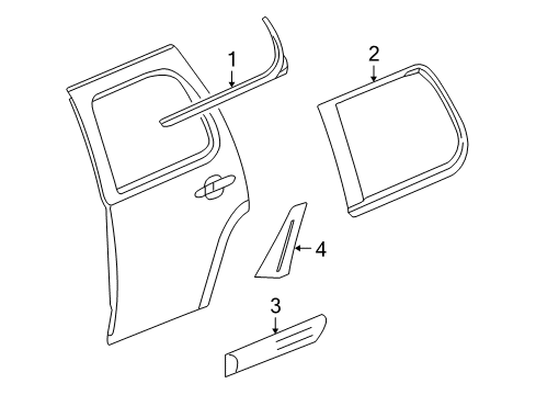 2009 Cadillac Escalade Exterior Trim - Rear Door Diagram 1 - Thumbnail