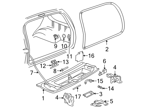 2000 Chevy Blazer Tail Gate, Body Diagram