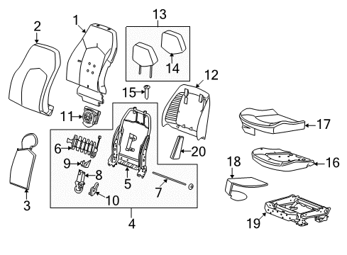 2008 Cadillac CTS Driver Seat Components Diagram