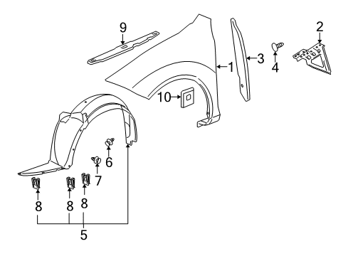 2007 Chevy Cobalt Reinforcement Assembly, Front Fender Front Lower Diagram for 15832633