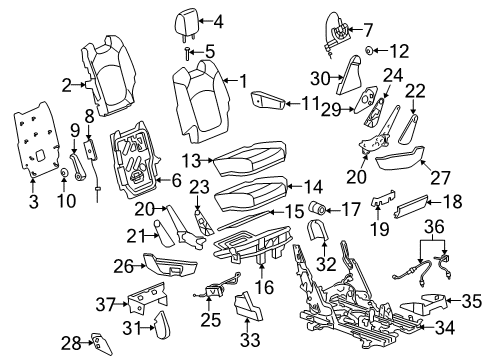 2007 Saturn Outlook Panel,Rear Seat Cushion Trim Diagram for 15901207