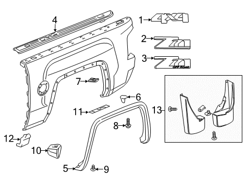 2014 Chevy Silverado 1500 Exterior Trim - Pick Up Box Diagram 2 - Thumbnail