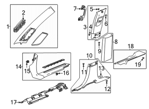 2022 Cadillac Escalade ESV Interior Trim - Pillars Diagram