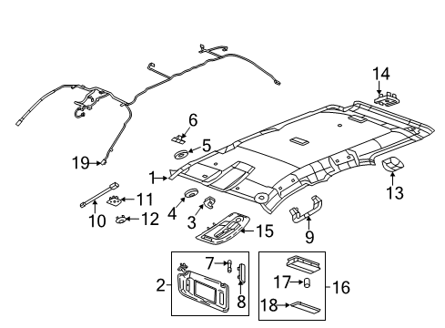 2012 GMC Terrain Panel Asm,Headlining Trim *Light T*Titanium Diagram for 19302190