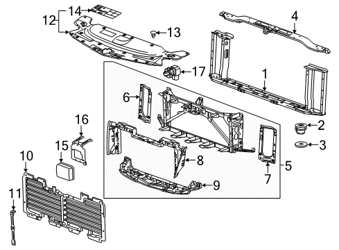 2015 Cadillac Escalade Panel Assembly, Headlamp & Front Grille Mount Diagram for 23266740