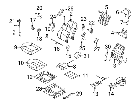 2008 Saturn Astra Heater,Front Seat Back Cushion Diagram for 13114990