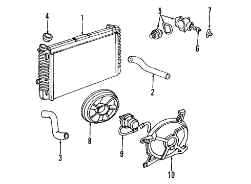 1997 Buick Riviera Cooling System, Radiator, Water Pump, Cooling Fan Diagram 3 - Thumbnail