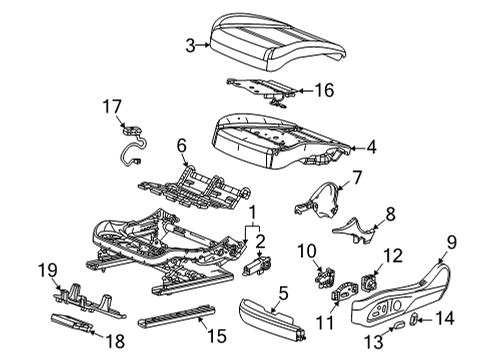 2020 Cadillac CT5 Driver Seat Components Diagram 4 - Thumbnail