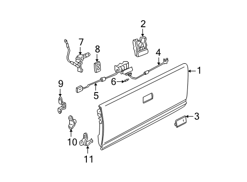 1999 Chevy S10 Tail Gate, Body Diagram 2 - Thumbnail