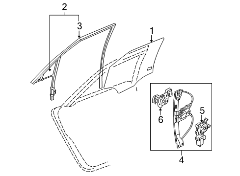 2012 Cadillac CTS Rear Door - Glass & Hardware Diagram