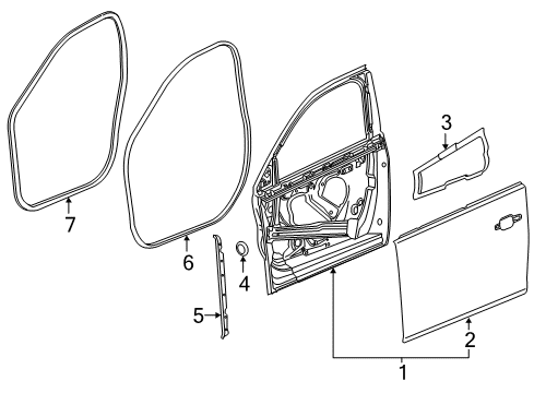 2019 Buick Regal TourX Front Door, Body Diagram