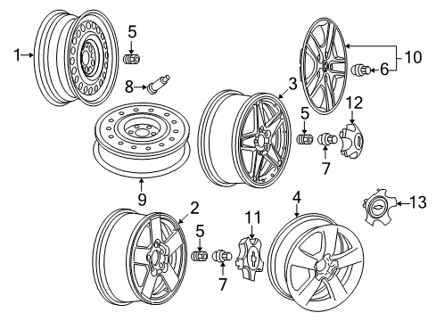 2006 Chevy Equinox Wheels, Covers & Trim Diagram