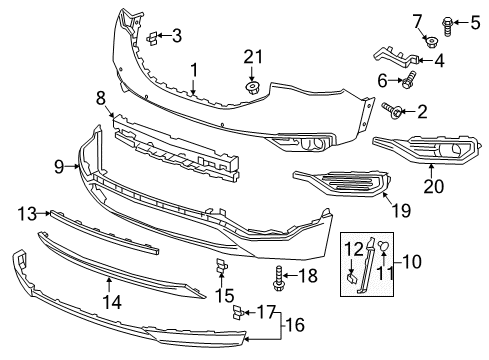 2019 GMC Acadia Front Bumper Diagram 1 - Thumbnail