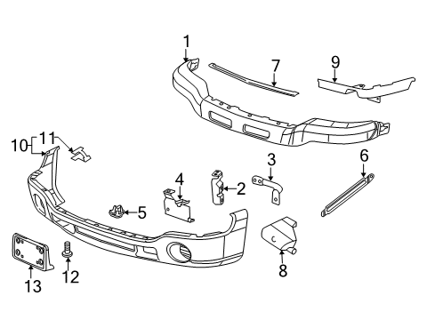 2007 GMC Sierra 2500 HD Classic Front Bumper Diagram 1 - Thumbnail