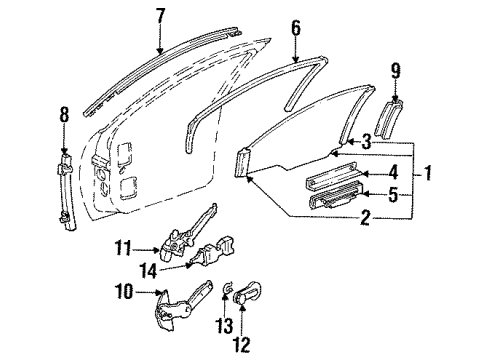 1993 Buick Regal Front Door - Glass & Hardware Diagram