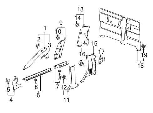 2004 Chevy Colorado PANEL, Body Interior Trim Diagram for 10358386