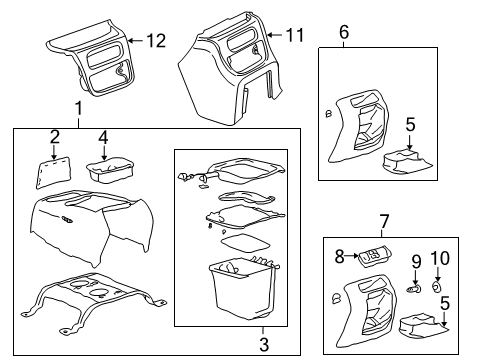 2001 GMC Yukon XL 1500 Center Console Diagram 2 - Thumbnail