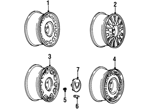 1997 Cadillac DeVille Wheel Trim CAP Diagram for 3542619