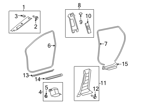 2009 Pontiac Vibe Panel,Center Pillar Upper Trim *Gray Diagram for 19184765