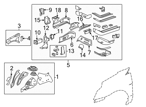 2016 Cadillac SRX Structural Components & Rails Diagram