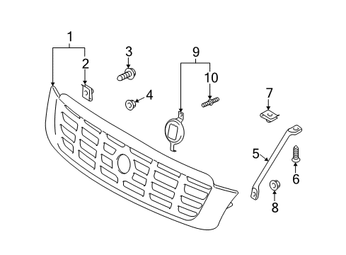 2002 Cadillac DeVille Grille & Components Diagram 1 - Thumbnail