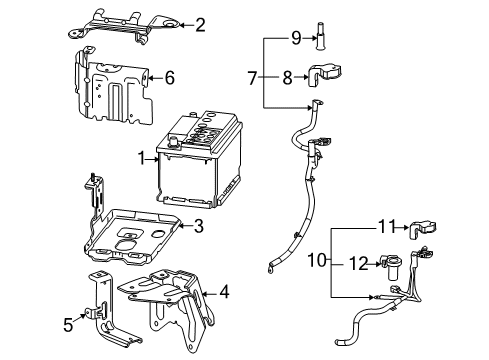 2017 GMC Terrain Bracket Assembly, Battery Hold Down Retainer Diagram for 25887466