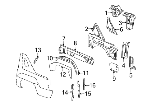 2003 Chevy Avalanche 1500 Panel, Rear Wheelhouse Outer Diagram for 15062450