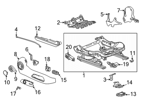 2020 Buick Encore GX Power Seat Tracks & Components Diagram