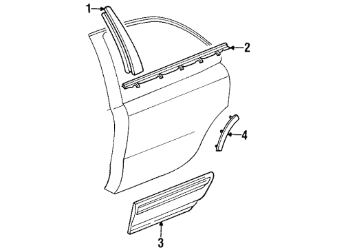 1994 Oldsmobile 88 Molding Kit,Rear Side Door Center (LH) Diagram for 88891253