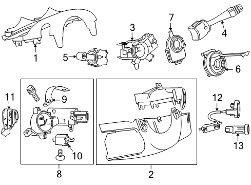 2013 Chevy Cruze Shroud, Switches & Levers Diagram