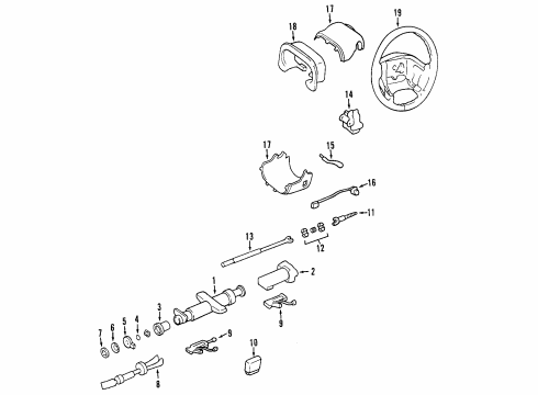 2001 Cadillac Seville Steering Column, Steering Wheel & Trim Diagram 1 - Thumbnail