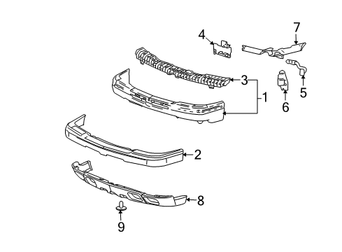 2005 Chevy Avalanche 1500 Front Bumper Diagram 2 - Thumbnail