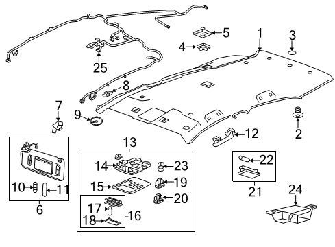 2018 Chevy Trax Interior Trim - Roof Diagram